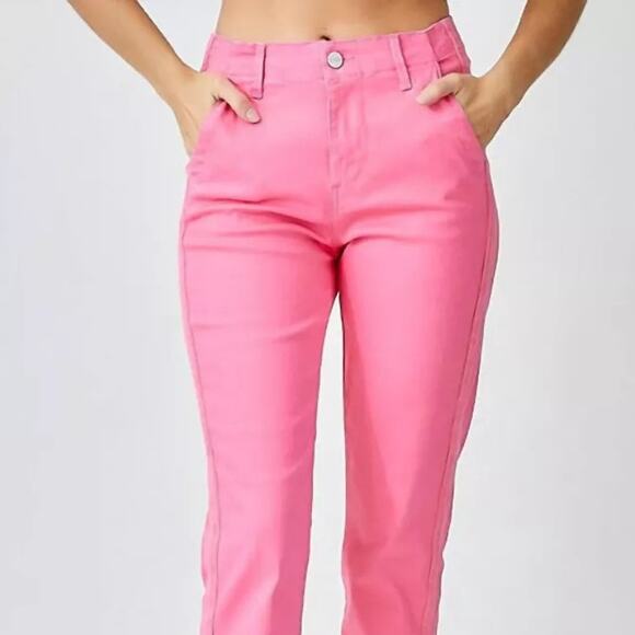RISEN Pink Denim Style High Waist Rise Joggers Casual NEW Size 5 Waist 27 - Picture 6 of 7